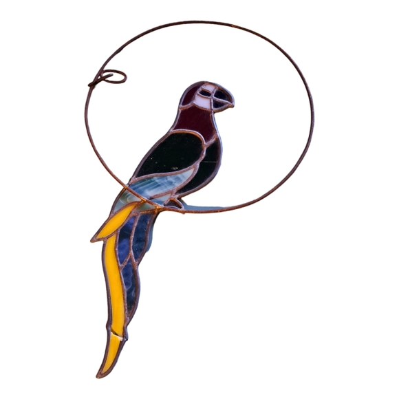 Vintage Stained Glass Parrot hanging AS IS - Picture 8 of 8